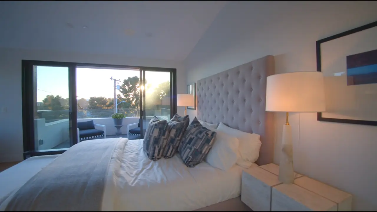Illustrative stock video of a bedroom at sunset