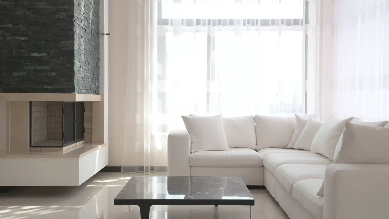 Illustrative stock video of a bright living room